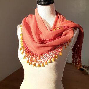 Vintage Beaded Belly Dancer Scarf - Egyptian - 1991 - Handmade.